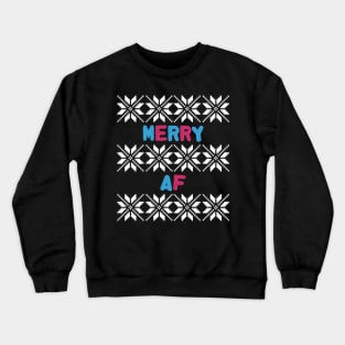 Merry AF - Pink Blue White Crewneck Sweatshirt